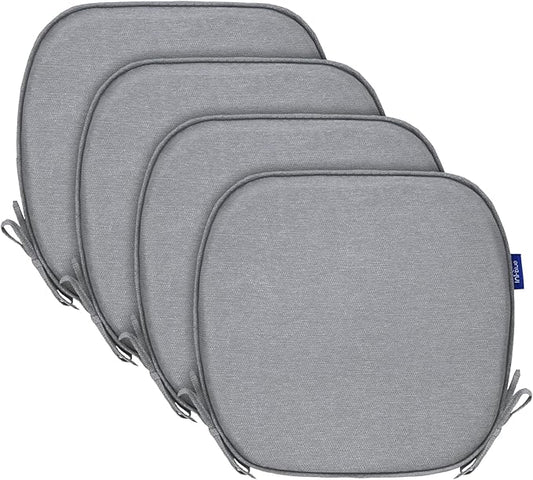 SleepMan Outdoor 17"x16" Chair Cushions with Ties Set of 4, Water Resistant All Weather U-Shape Seat Pads for Patio Garden Furniture Indoor Fade Resistant Patio Cushions (Light Grey)