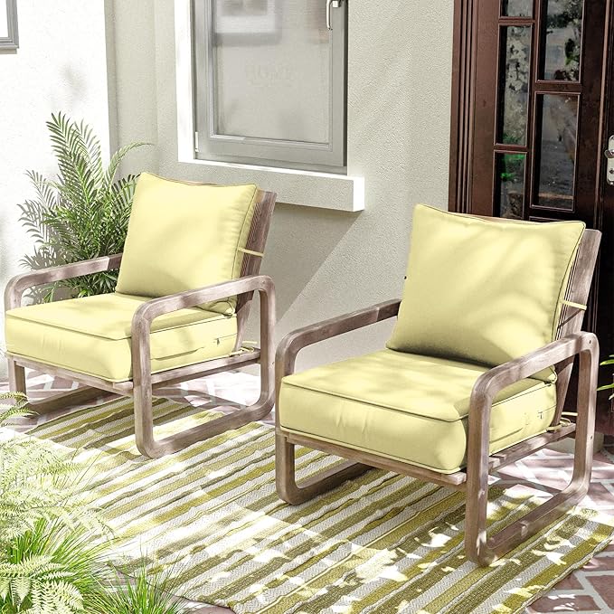 Outdoor Patio Chair Cushions Set 22 L X 24 W X 4 H Waterproof & Fade Resistant Deep Seat and Back Cushions with Removable Covers Outdoor Seat Cushion Set for Chairs and Sofas