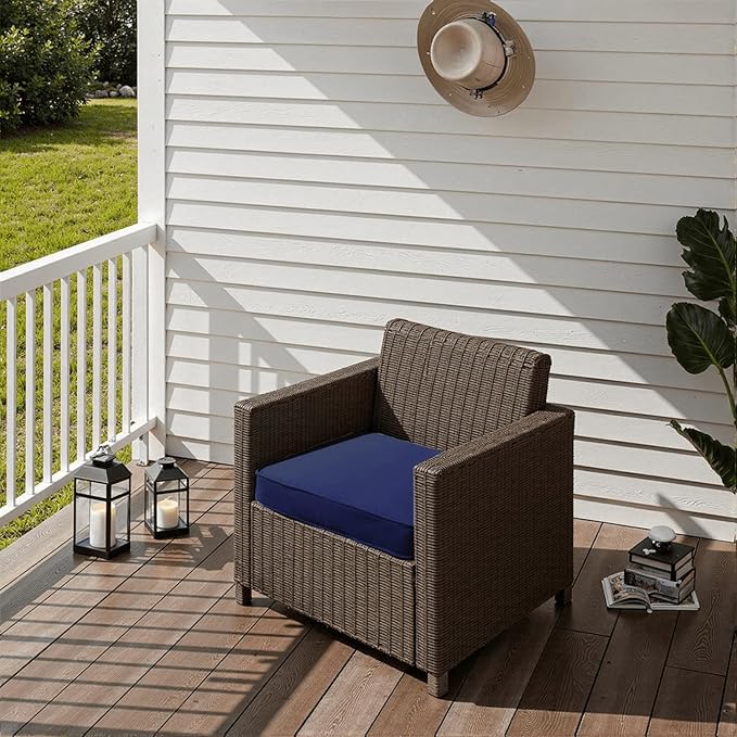 Outdoor Chair Cushions 22 x 22 x 3 Inch, Waterproof & Fade Resistant Patio Seat Cushion for Furniture with Handle and Ties, Thick Seating Pads for Outside Sofa Couch Set of 2, Dark Blue