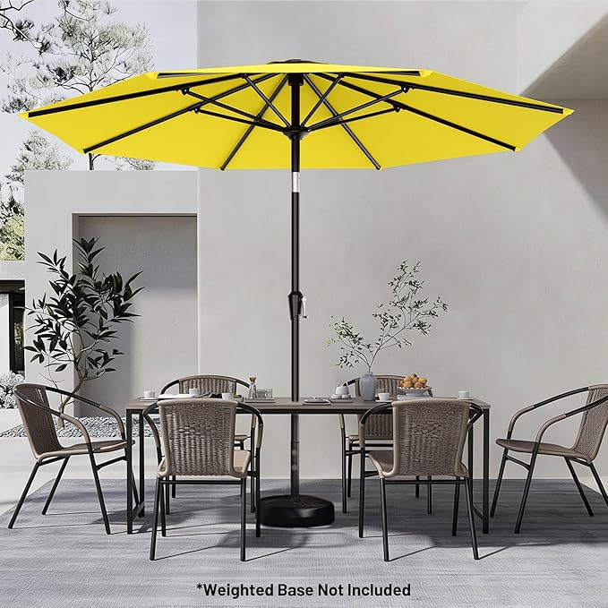 AreShark 9 FT Patio Umbrella for Outdoor, Outdoor Table Umbrella with Push Button Tilt and Crank, Outdoor Patio Umbrellas with 8 Sturdy Ribs for Market, Garden, Pool (Yellow)