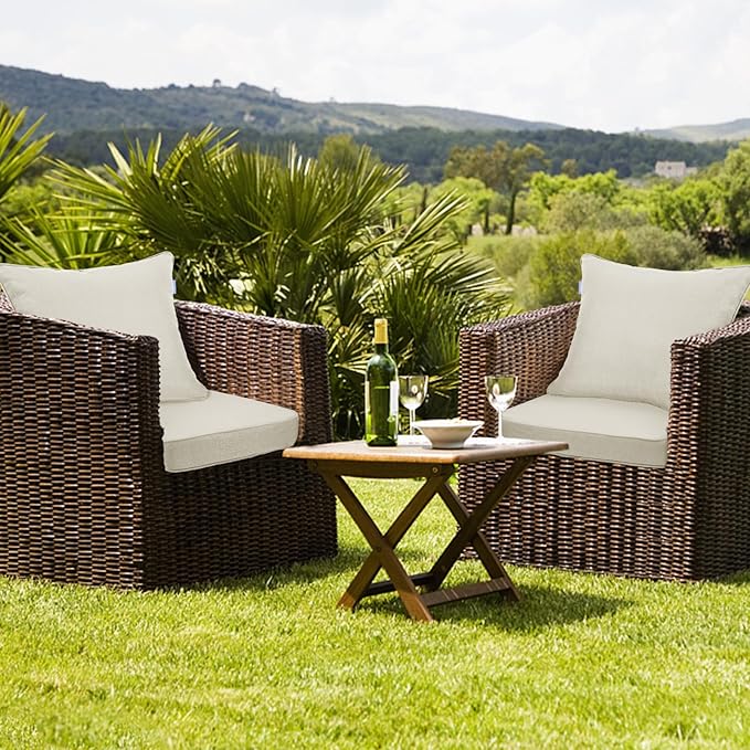 Deep Seat Cushions, Outdoor Cushions, Patio Furniture Cushions, Deep Seat & Back Cushion Patio Cushions for Backyard Couch Sofa Fade Resistant (22x24x4 inches 3 Sets, Solid Beige)