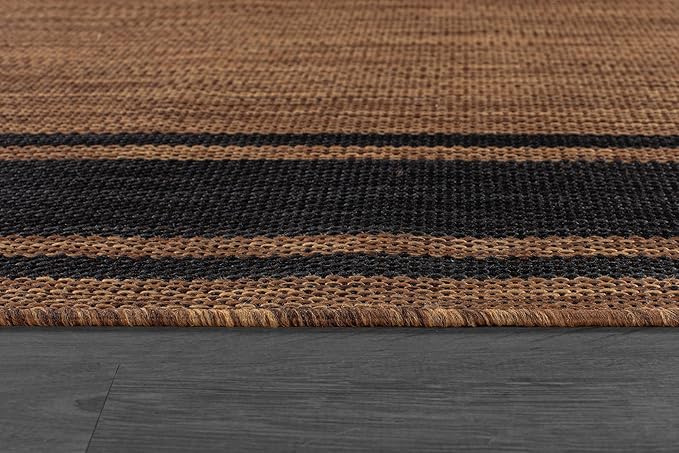 Beverly Rug Outdoor Rug 5x7 Modern Bordered Area Rugs for Indoor and Outdoor Patio Deck Porch Garden Waterproof Weather Sun Resistant Washable Outside Carpet (5 x 7 Gold)