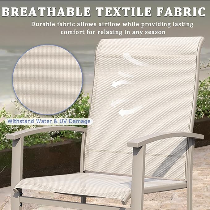 Outdoor Dining Chairs Set of 4, Patio Chairs with Metal Frame & Textilene Fabric, Perfect for Patio Garden Deck