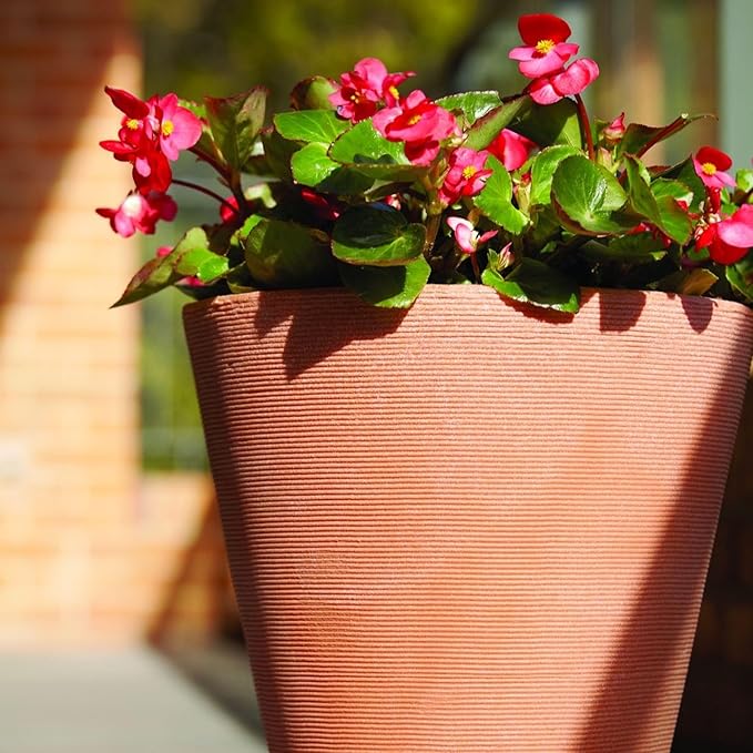 Crescent Garden Madison Planter– Weather-Resistant, Double Walled Indoor/Outdoor Plant Pot with Drain Hole – Large Plastic Plant Pot, 26-Inch (Terracotta-Colored)