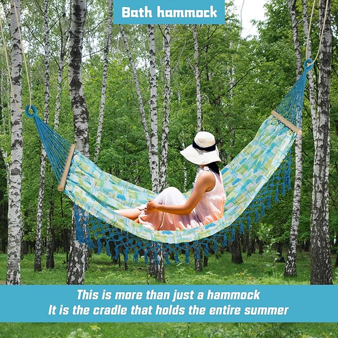 Beautiful Boho Style Hammock,Bohemian Outdoor Portable Person Hammock,for Suitable for Patio, Beach, Garden,Wedding Decor Khaki 79 * 59