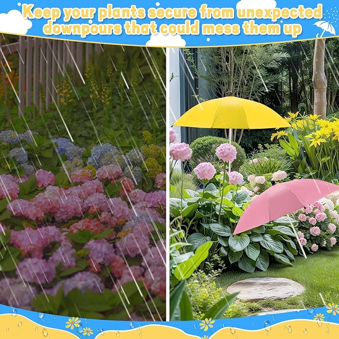 LUYI 2/4 Pcs Plant Umbrellas for Outdoor Plants, Garden Umbrella Shade for Potted Plants and Garden Beds