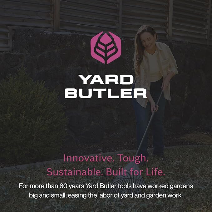 Yard Butler World’s Greatest Rake 18" Wide Leaf Rake, ILT-20 Garden Rake for Lawncare - Convenient Garden Cleaning Accessory - Lightweight Wooden Handle - Steel Tines - Easy to Maneuver
