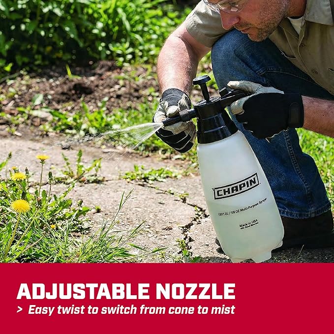 Chapin 10031 Handheld Pump Sprayer, 88oz, Multi‑Purpose, Lawn & Garden, Translucent Poly Tank, Adjustable Brass Nozzle, Thumb‑Trigger Lock & in‑Tank Filter for Fertilizer, Weed & Pest Applications