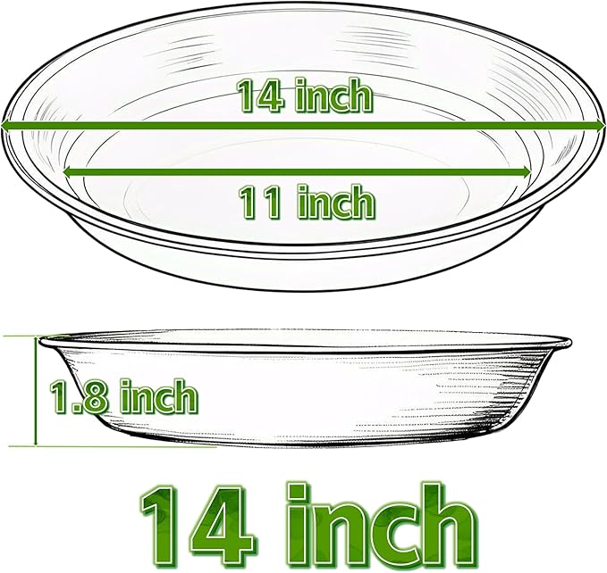 2 Pack Plant Saucer Drip Tray 13 14 inch, Large Plastic Flower Planter Saucers and Drip Trays for Indoors Outdoors, Heavy Durable Plant Plate Water Catcher (14", Blue)