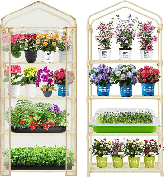 Garden 4-Tier Greenhouse – for Indoor Outdoor Gardening Hot House w/ Zippered Cover and Metal Shelves for Growing Vegetables, Flowers and Seedlings (PLGH704OWP)
