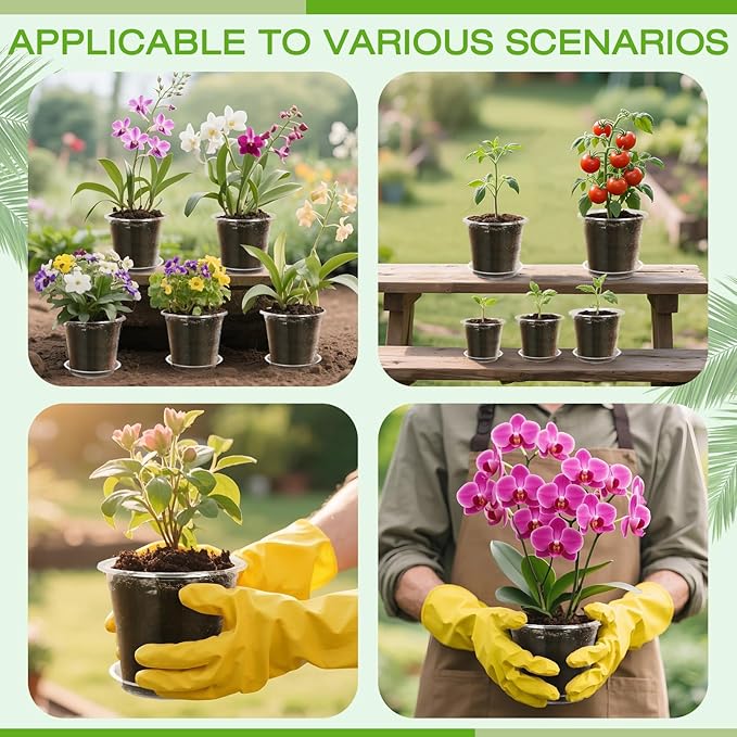 5 Inch Clear Nursery Pots with Drainage Trays, 15 Pack Plastic Pots for Plants, Clear Pot for Seed Starting, Transplanting, Succulents, and Indoor Gardening (5 inch)