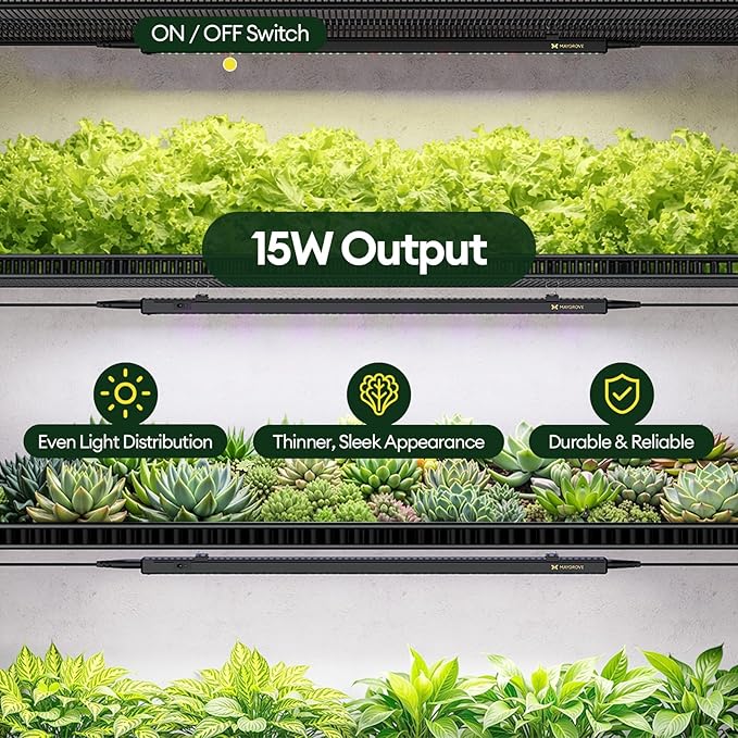 Plant Grow Light 2ft, Tunable Full Spectrum LED Grow Light Strips 60W (4 x 15W), T5 Growing Lamp with Timer & Dimming Controller for Indoor Plants, Greenhouse, High PPFD, 4-Pack