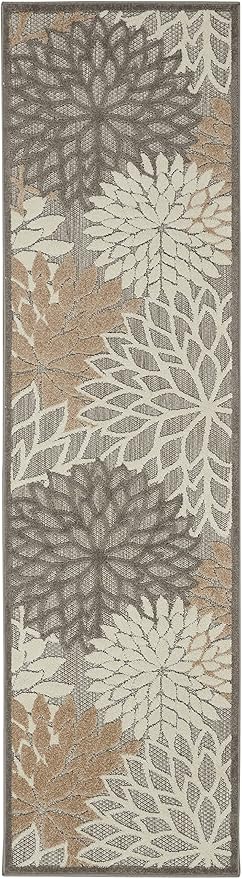 Nourison Home Aloha Natural 2' x 6' Area Rug - Easy Clean, Non Shedding, Bed Room, Living Room, Dining Room, Kitchen (6' Runner)