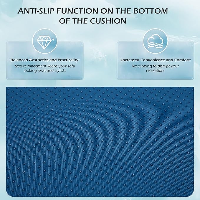 HOMREST Outdoor Replacement Cushions for Patio Furniture,Water-Repellent Sofa Cushion for 6-Seat Rattan Wicker Sectional Patio Conversation Sets,14-Piece Cushions Set for Outdoor Couch-Blue