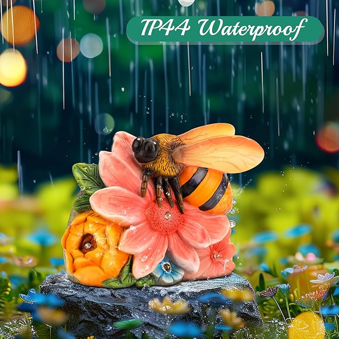 Linkax Birthday Gifts for Women Mom Grandma Sister, Solar Bee Lights Outdoor Garden Decor for Outside Patio Yard Porch Home, Honey Figurine Gardening Housewarming Gifts New Home