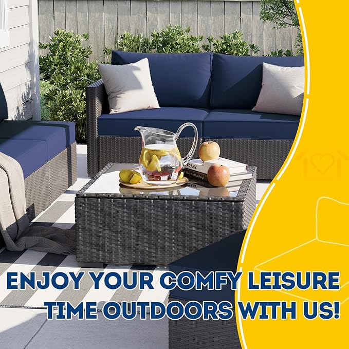 AAAAAcessories Outdoor Seat Cushions for Chairs, Fade-Resistant, Waterproof Patio Furniture Replacement Cushions, 24" x 24" x 5" + 24" x 13.5", Navy Blue