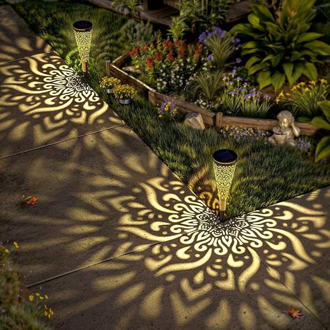 6 Pack Solar Lights Outdoor Garden Decorative Solar Garden Lights with Warm Light Waterproof Solar Pathway Landscape Lights for Path Backyard Walkway Yard Decor, Gardening Gifts for Women