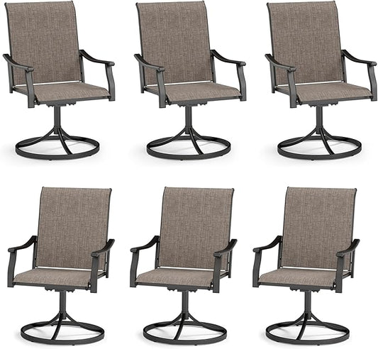 Sophia & William Patio Dining Chairs Set of 6, Outdoor Swivel Chairs with Breathable Textilene Fabric, Rustproof for Lawn Garden Support 350lbs