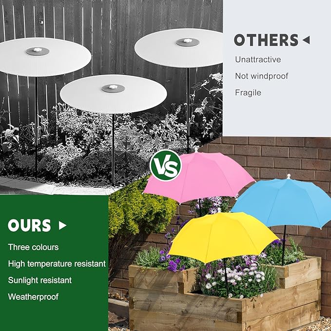 3 Packs Plant Shade Umbrellas for Outdoor Plants,23.6" Sun Shade Covers, Sun Protection Cloth for Potted Plants, Garden Beds, Patio Flowers,Pink Yellow Blue,3 Packs