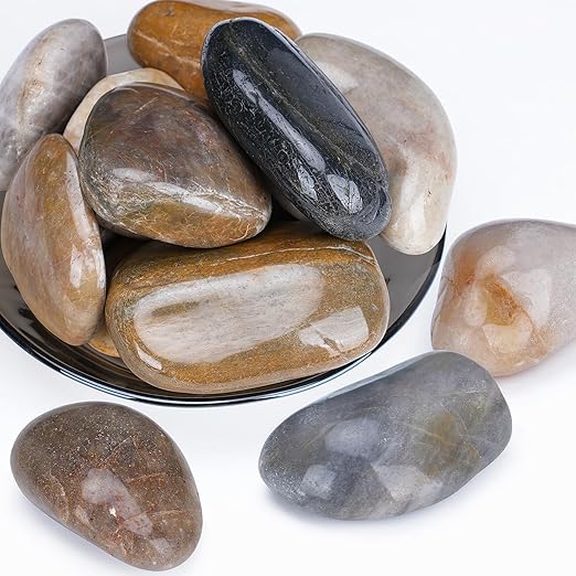 40 lbs River Rocks for Plants, 2-3 Inch Decorative Garden Rocks Outdoor Landscaping, Large Polished Natural Stone for Walkways, Yard, Vases, Crafts