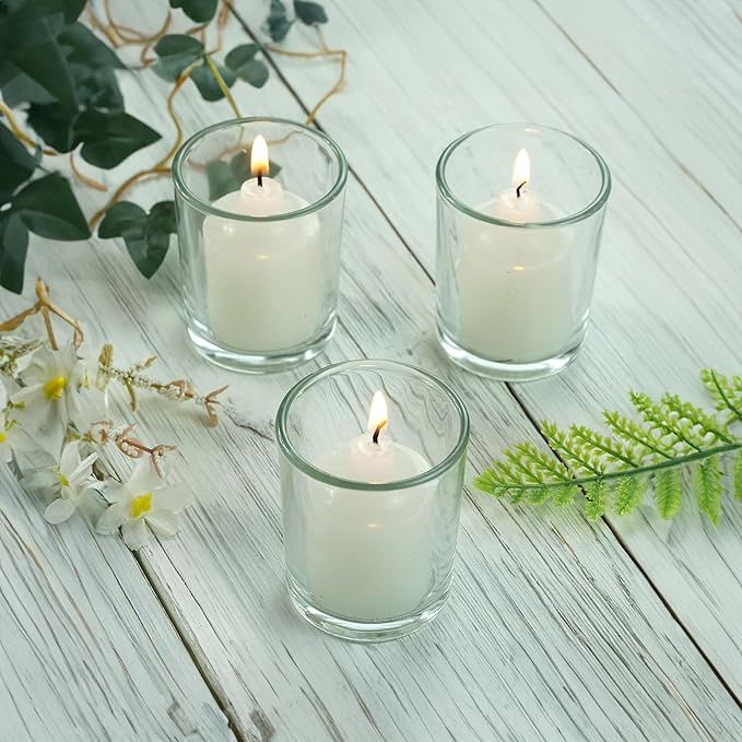 WGV Tea Light Votive Candle Holder 2x2.4, Clear Tiny Utility Cylinder Glass Vase, Small Planter Terrarium for Home Accent Decor, 6 Pieces