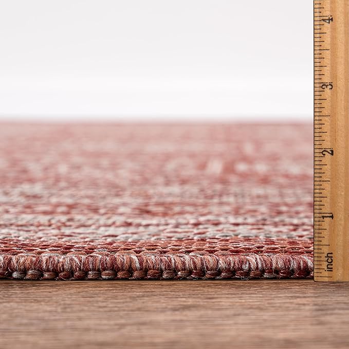 Keen Home Design Terrace Outdoor Runner Rug - 26"x91" Washable Indoor/Outdoor Rug for Patio, Kitchen, Balcony, Beach, Garden, Deck and Porch, Size: 2'2" x 7'7", Trend Red