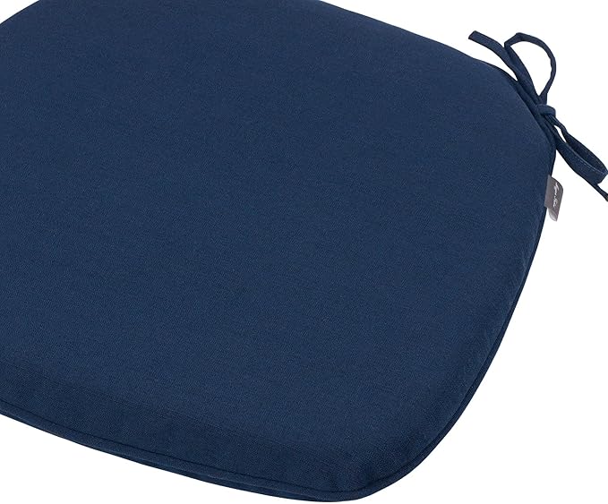 Magpie Fabrics 17"x16"x2" U-Shape Chair Cushions with Ties 2 Count, Outdoor Indoor Waterproof All Weather Seat Pads Decoration for Patio Garden Dining Office - Navy