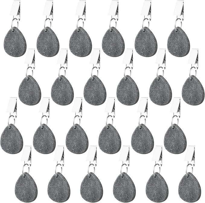 24 Pcs Tablecloth Weights Pendant Teardrop Shape Table Cover Weights with Metal Clips for Outdoor Picnic Garden Patio Party Camping Dinner Table Cover Decoration (Gray)