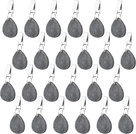 24 Pcs Tablecloth Weights Pendant Teardrop Shape Table Cover Weights with Metal Clips for Outdoor Picnic Garden Patio Party Camping Dinner Table Cover Decoration (Gray)