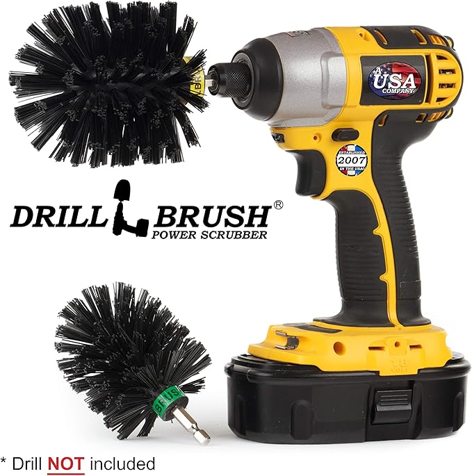 Power Scrubber Grill Brush - Rust Remover & Graffiti Remover for Concrete - Grill Cleaner Brush - No Metal Wire Brush for Drill Attachment - BBQ Cleaning Kit and Pellet Smoker Accessories - BBQ Brush