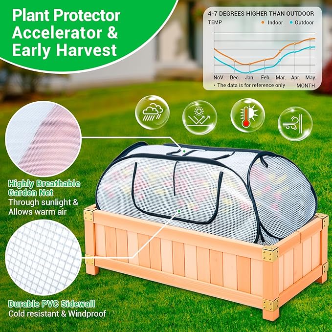 Garden Covers for Raised Beds, Pop Up Raised Garden Bed Cover, Garden Row Plants Cover Accelerator, Greenhouse Cover for Protecting Seedlings Fruits Vegetable Rows 45" L x 22" W x 16" H(2 Pack)