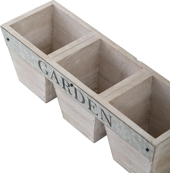 SOFE Small Wood Planter Box, Rustic Porch Rectangle Flower Pot Garden Containers, 11 Inch Long Decorative Planter, Indoor Patio Table Centerpiece, Living Room, Dining Room, Study Decor