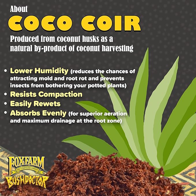 FoxFarm Bush Doctor Coco Loco Potting Mix, 2cu ft (Pack of 6) - Extends Your Watering Schedule, Triple-Washed to Reduce Salt Content - Perfect for Cultivating Healthy Plants