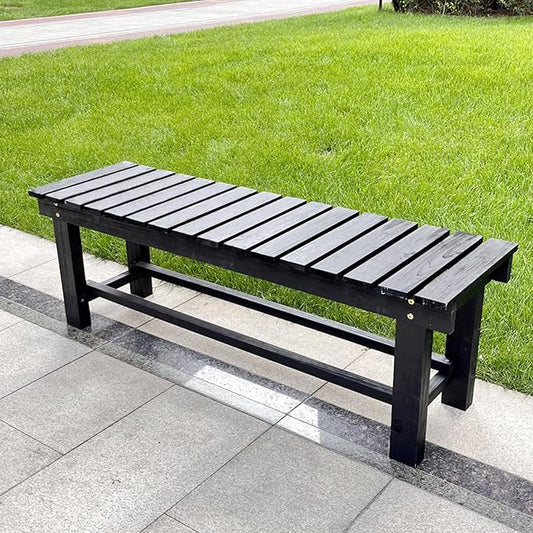 47.2'' Outdoor Garden Benches Weatherproof Patio Bench Two-Person Seat Backless Bench Wood Bench with Slatted High Temperature Bench for Front Porch Backyard (Upgraded to Prevent Fading)