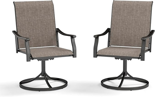 Sophia & William Patio Dining Chairs Set of 2, Outdoor Swivel Chairs with Breathable Textilene Fabric, Rustproof for Lawn Garden Support 350lbs
