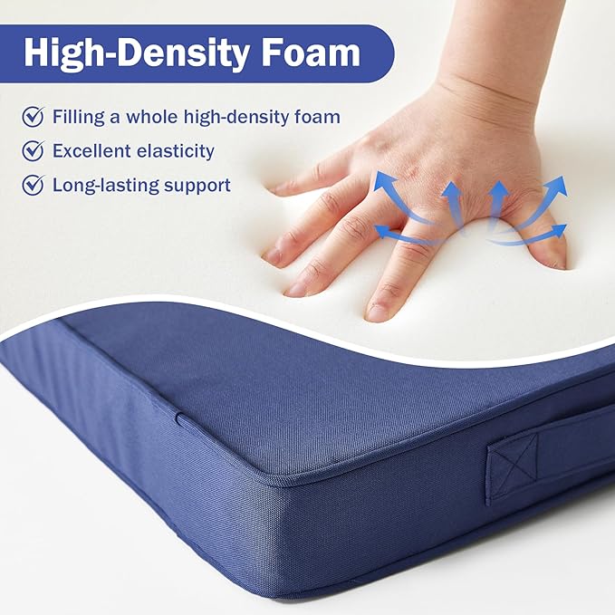 Outdoor Cushions, Outdoor Chair Cushions 19x19x3 Inch, Cushions for Outdoor Furniture with Removable Cover, Waterproof & Fade Resistant Outdoor Seat Cushions for Patio, Lawn, Navy Blue