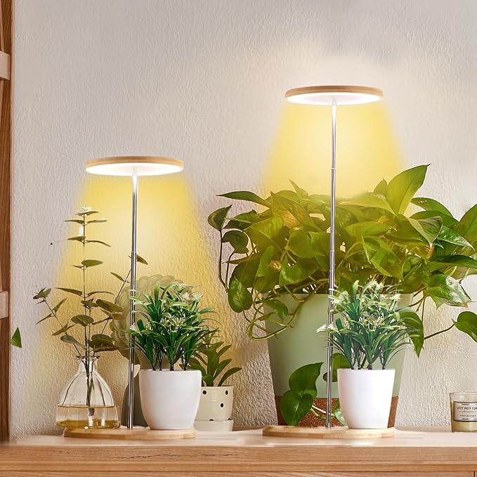yadoker Plant Grow Light for Indoor Plant,Bamboo Mini LED Grow Light Garden,Height Adjustable,Automatic Timer with 8/12/16 Hours