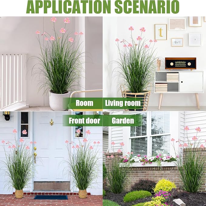 2 Pack Tall Artificial Plants with Basket 47inches Faux Pampas Grass Flowers Fake Floor Plants Decor in Pot Large Greenery Stems Faux Plant House Plant Indoor Decoration