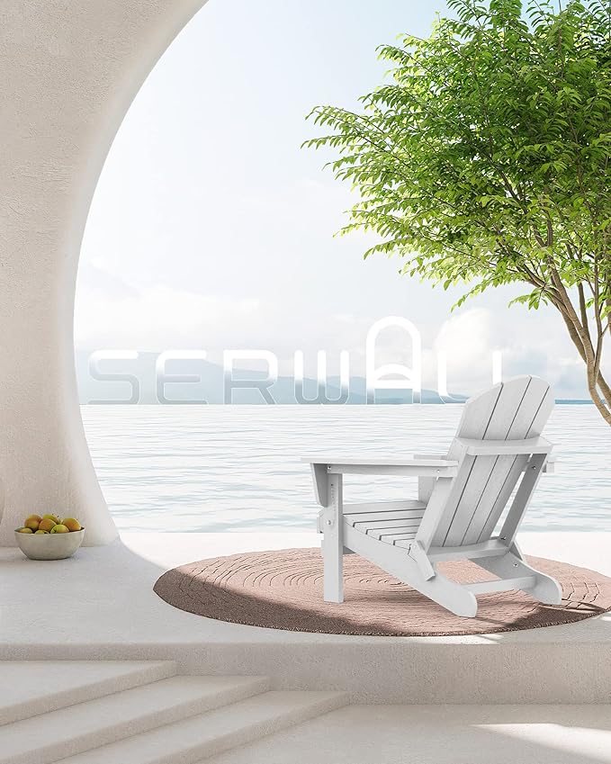 SERWALL Foldable Adirondack Chair Set of 2 for Patio Garden Outdoors Fire Pit-Space Grey