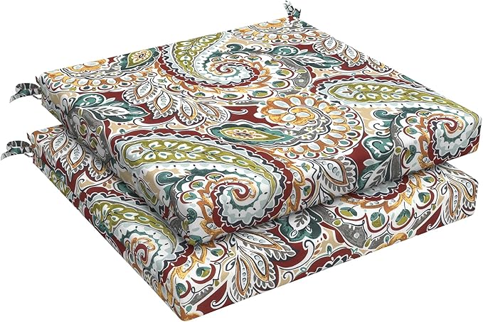 LVTXIII Outdoor Seat Cushions Set of 2 Square Chair Cushions with Ties, Patio Chair Pads for Home Office and Patio Garden Furniture Decoration 19"x19"x2", ‌