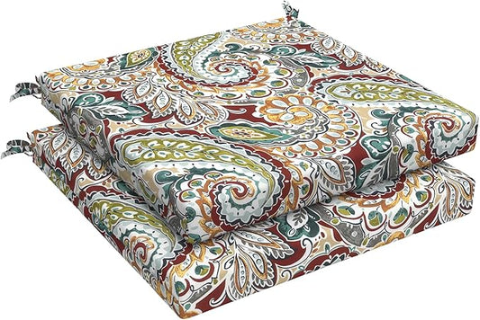 LVTXIII Outdoor Seat Cushions Set of 2 Square Chair Cushions with Ties, Patio Chair Pads for Home Office and Patio Garden Furniture Decoration 19"x19"x2", ‌