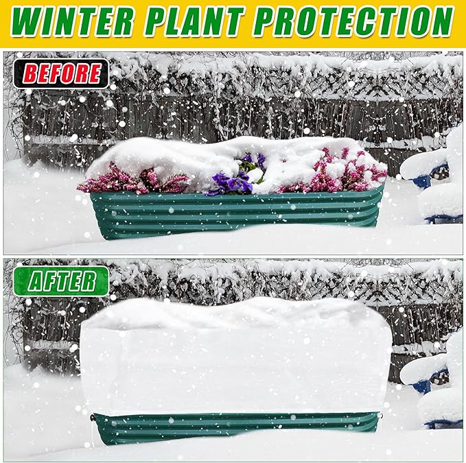 Plant Covers Freeze Protection 4.6 x 2.3 x 1.5FT Rectangular Plant Cover for Winter, 2 Pcs Frost Cloth for Outdoor Plants Raised Garden Bed Cover, Winter Frost Blanket with Insulated Liner Drawstring