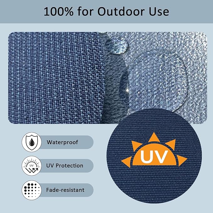 19"x19" Outdoor Universal Cushion Set of 1, Patio Cushions with Handles & Ties, Water-Proof Stain-Resistant UV Resistant Weather Resistant High Resilience Foam,Blue