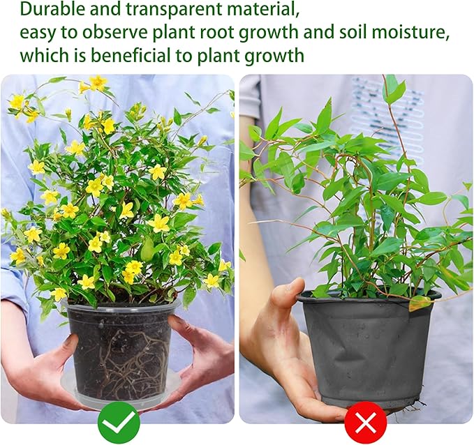 20 Pack 3 Inch Clear Nursery Pots with Drainage and 20 Pack Plant Saucers, Plant Pots for Plants Transparent Potting Containers for Plants Seeding Starter Pot (Clear, 3 Inch)