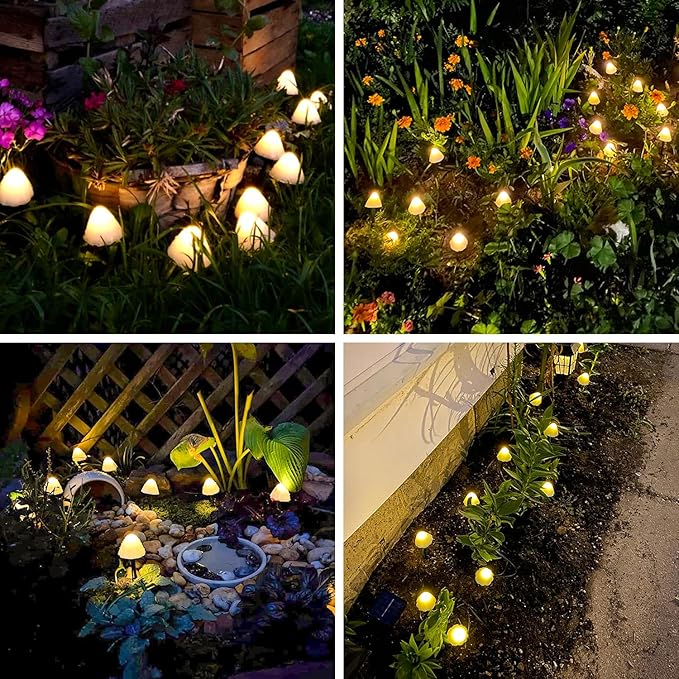JMEXSUSS Solar String Lights Outdoor Waterproof, Solar Christmas Lights for Garden Patio Yard Tree Party Christmas Decorations, Mushroom