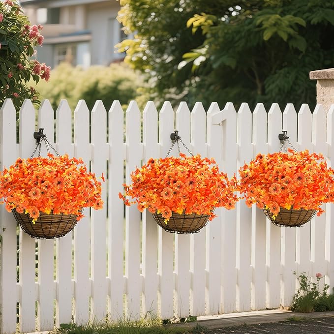 12 Bundles Artificial Fall Fake Mums for Outdoor, Autumn Faux Mums Flowers UV Resistant Plastic Greenery Garden Porch Patio Fall Thanksgiving Home Decor