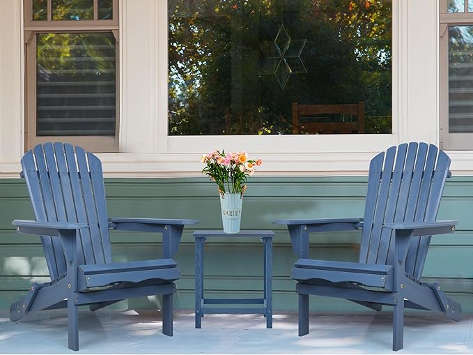 SoliWood Outdoor Wooden Folding Adirondack Chair Set of 6 with Pre-Assembled BackRest, Wood Patio Chair for Garden Backyard Porch Pool Deck Firepit