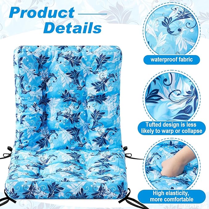 Hoteam 4 Set Outdoor Deep Seat Patio Chair Cushions Waterproof Patio Cushions Set 20 x 42 Inch for Furniture Replacement Removable Seat and Back(Paisley)