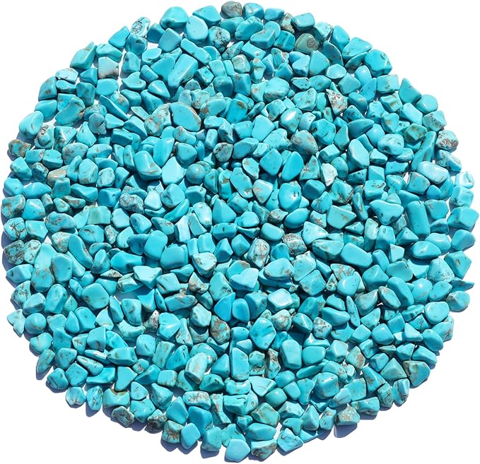 Crystal Stone - 0.9LB Howlite Turquoise Crystal Chips Bulk, Decorative Tumbled Gemstones for Fish Tank Gravel, Vase Filler, DIY Crafts, Plant Pots & Home Decor