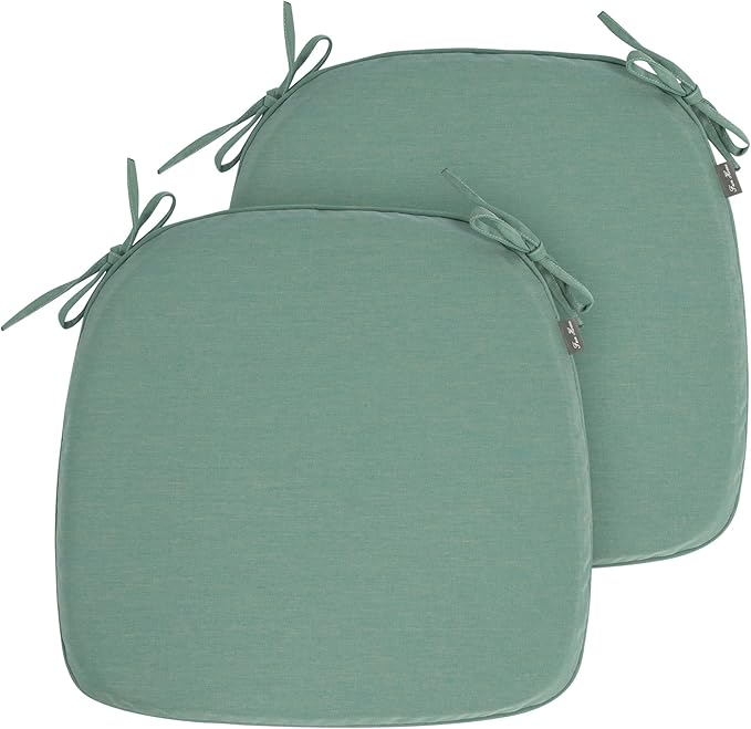 FUNHOME 17"x16"x2" Outdoor Chair Cushions Set of 2, Water Resistant Patio Chair Pads with Ties, Seat Cushions for Home Garden Furniture Decoration-Aqua Leala